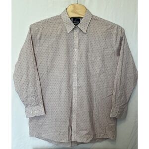 Stafford Men's Size 18 (34-35) Fitted‎ Long Sleeve Dress Shirt Striped w/ Dots